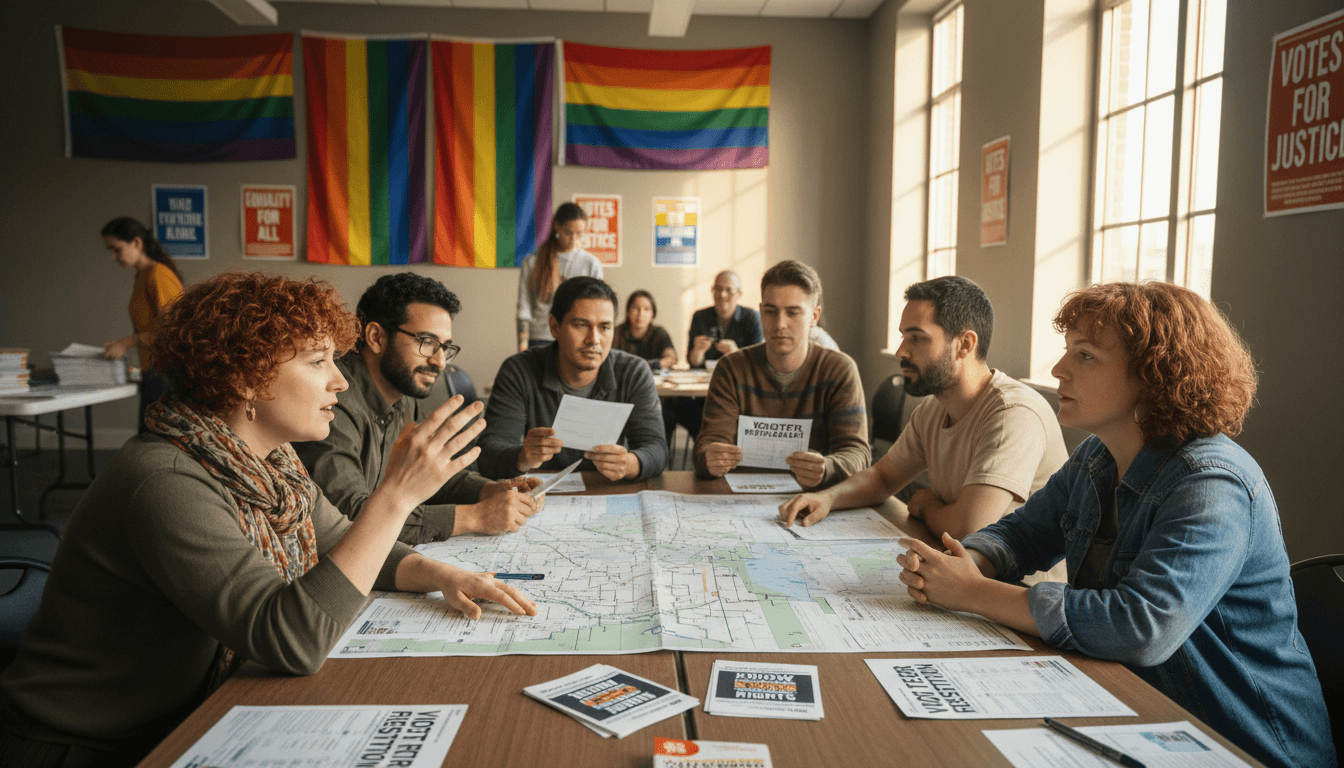 Community members gathered together for political organizing and grassroots engagement